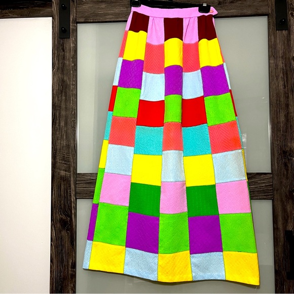 Dresses & Skirts - Colorful Handmade Patchwork A-Line Maxi Skirt w/ Textured Patches Artsy